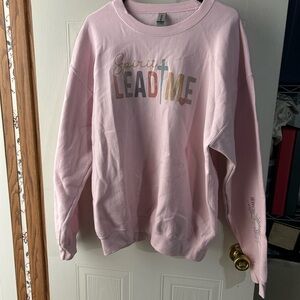 Gildan Pink Sweatshirt with Multicolor Text
